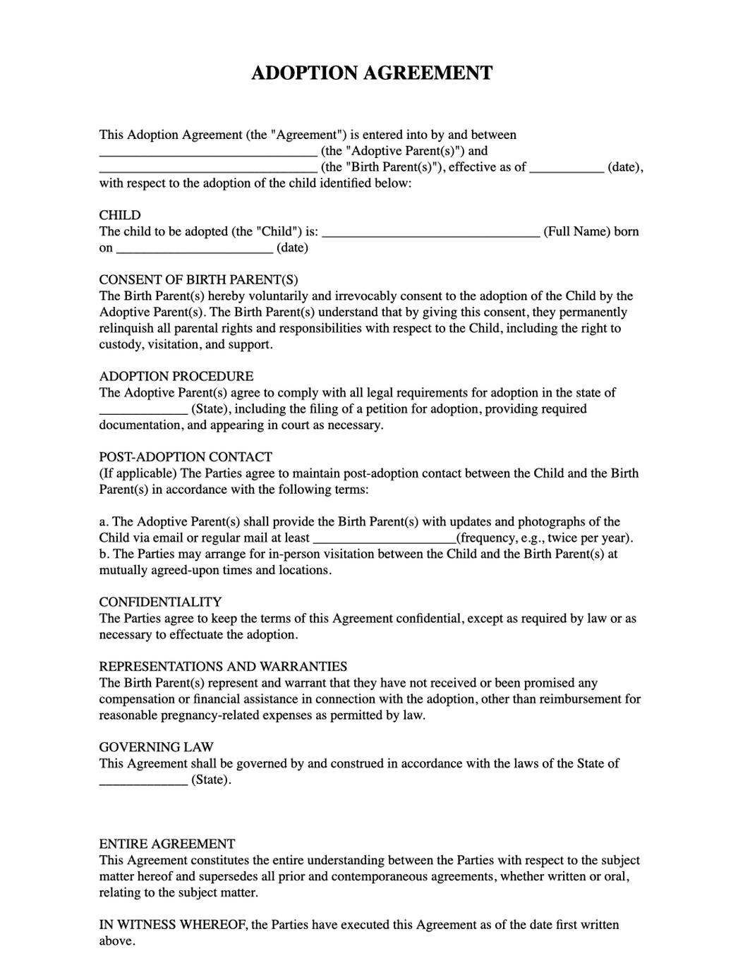 Adoption Agreement