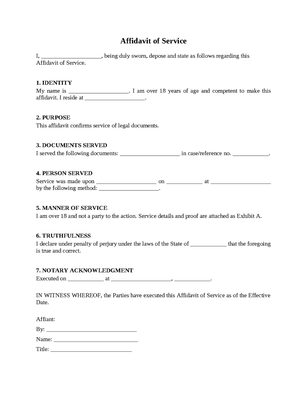 Affidavit of Service