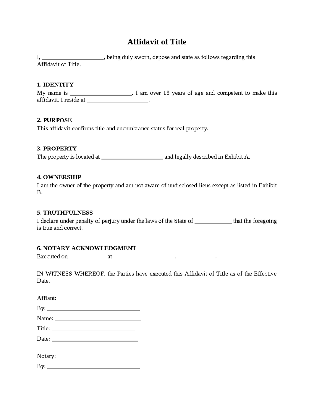 Affidavit of Title