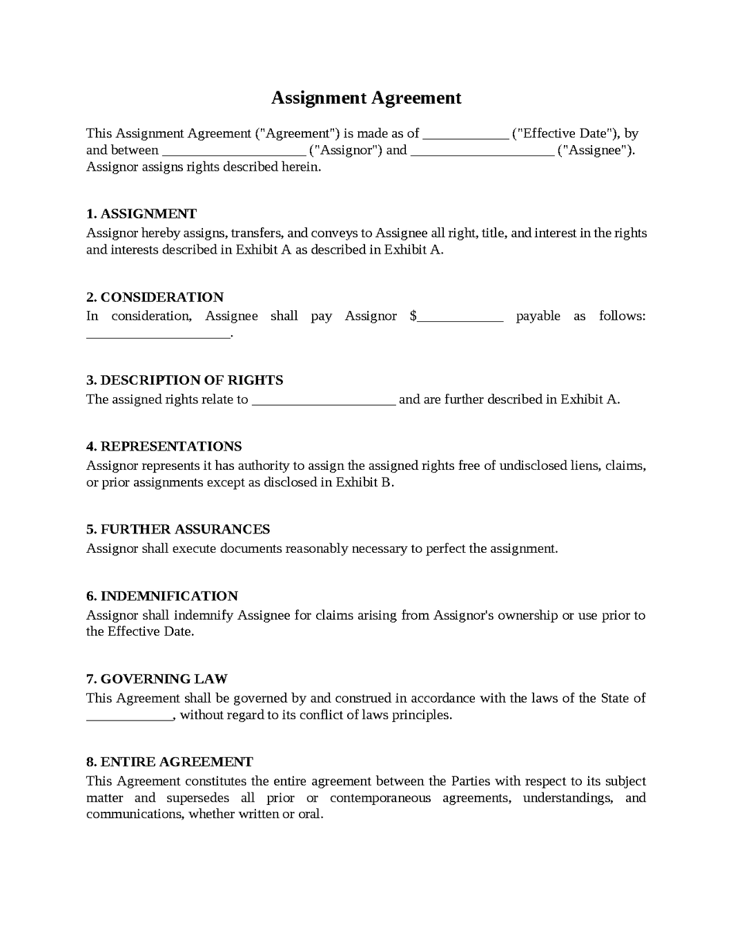 Assignment Agreement