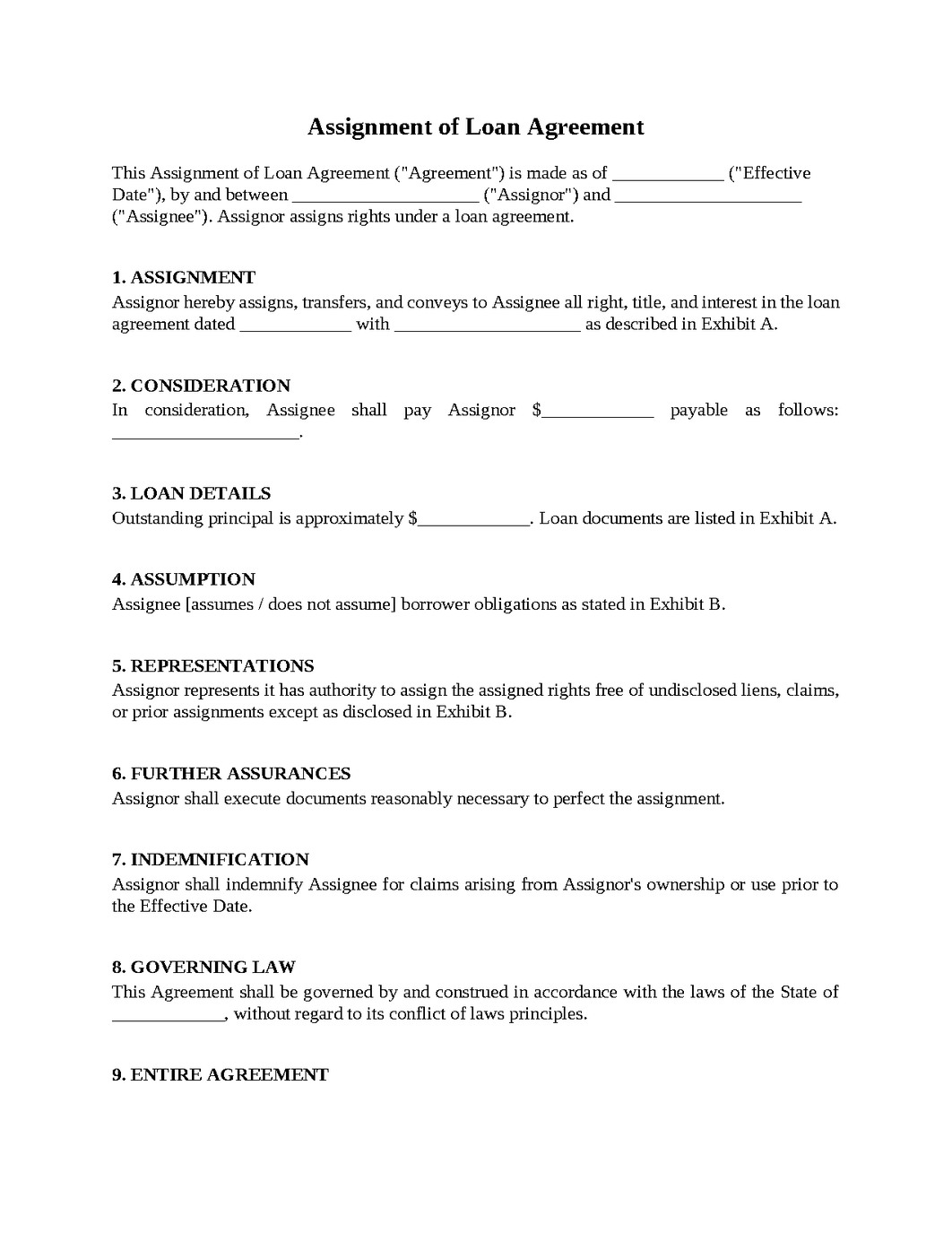 Assignment of Loan Agreement