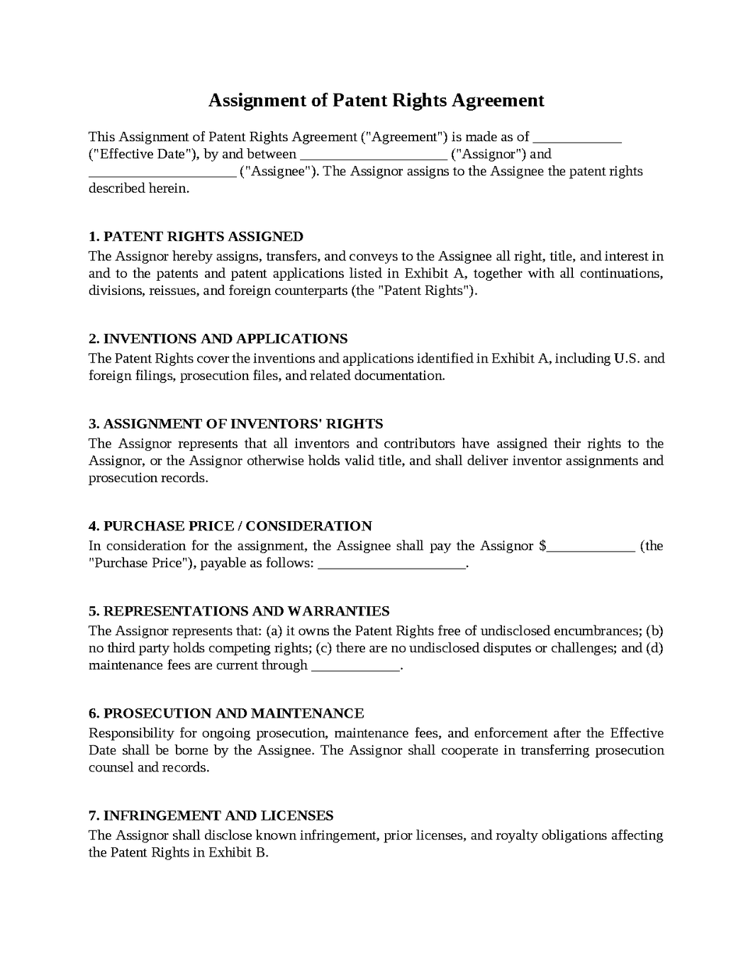 Assignment of Patent Rights Agreement
