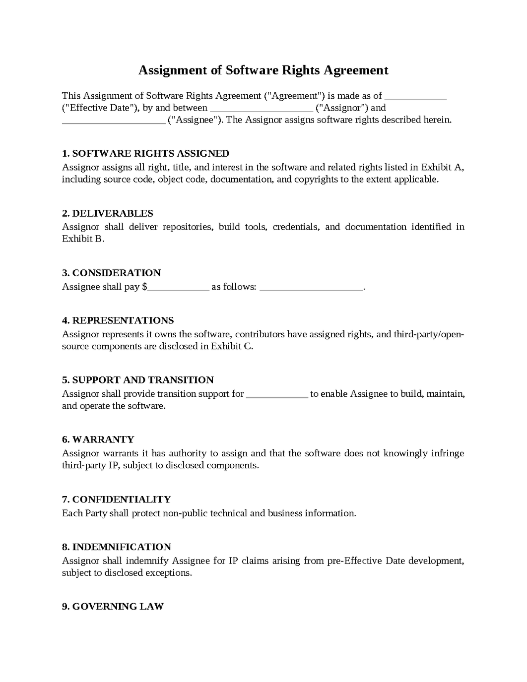 Assignment of Software Rights Agreement