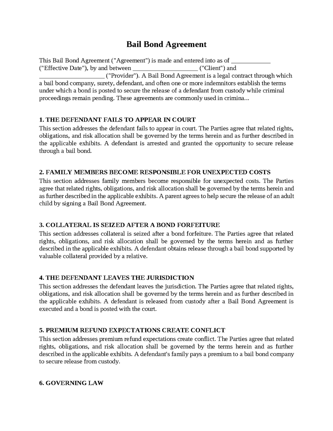 Bail Bond Agreement