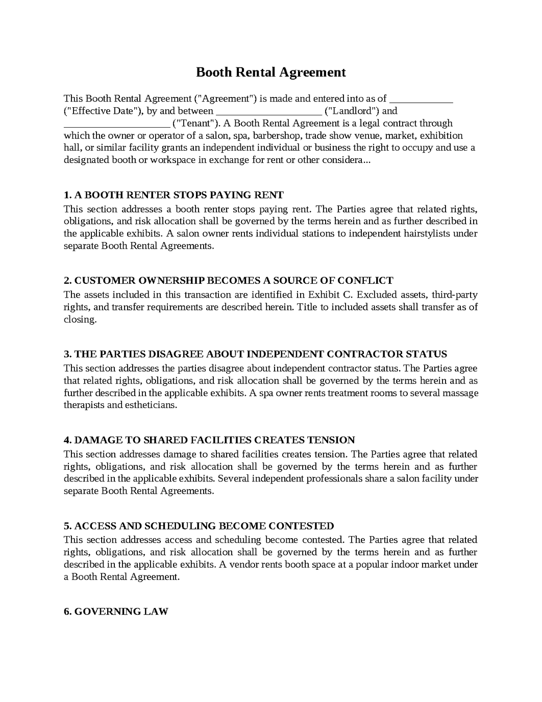 Booth Rental Agreement