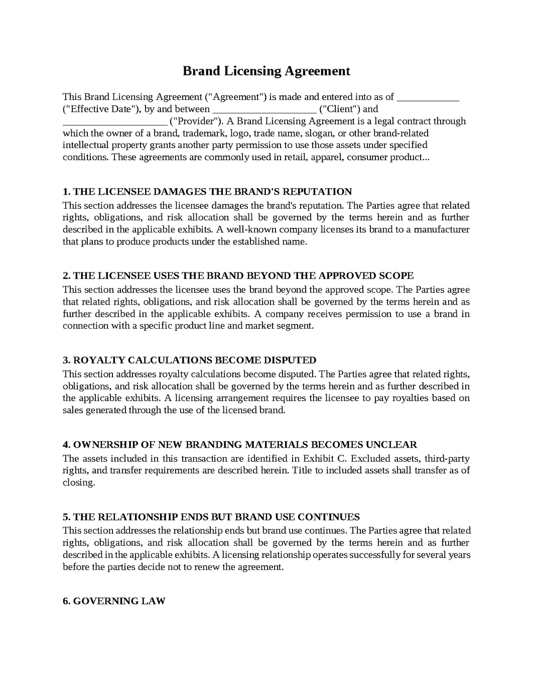 Brand Licensing Agreement