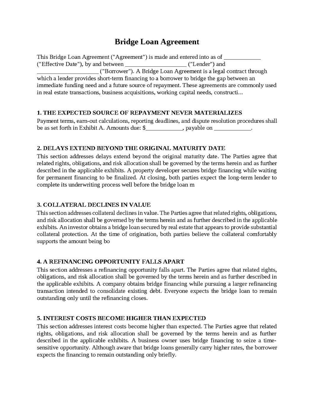 Bridge Loan Agreement