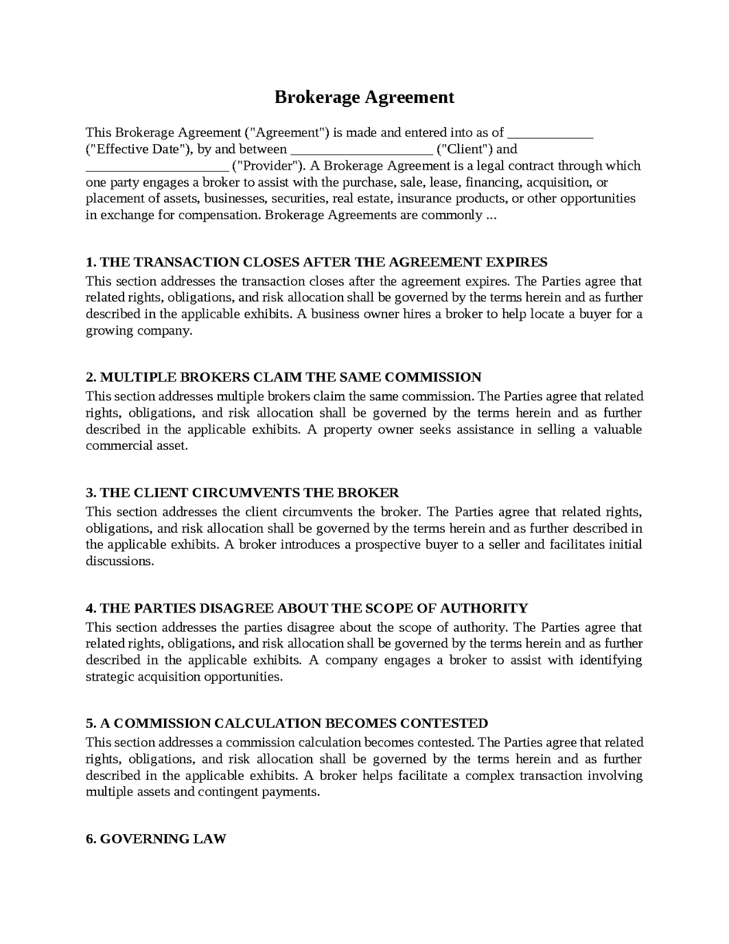 Brokerage Agreement