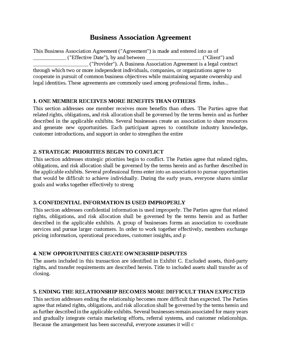 Business Association Agreement