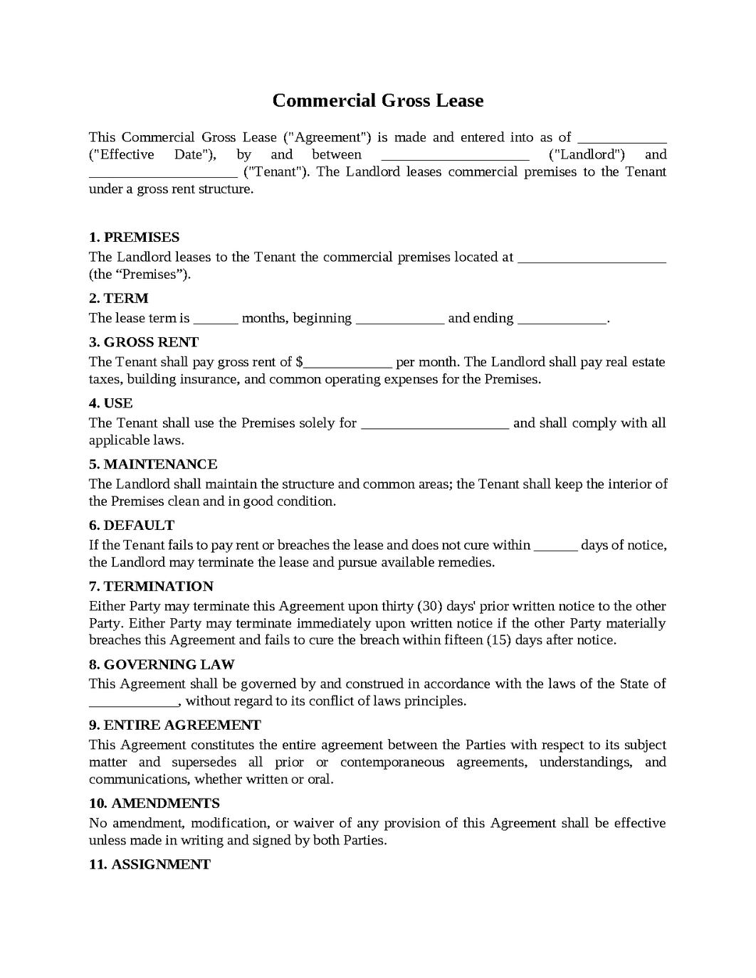 Commercial Gross Lease