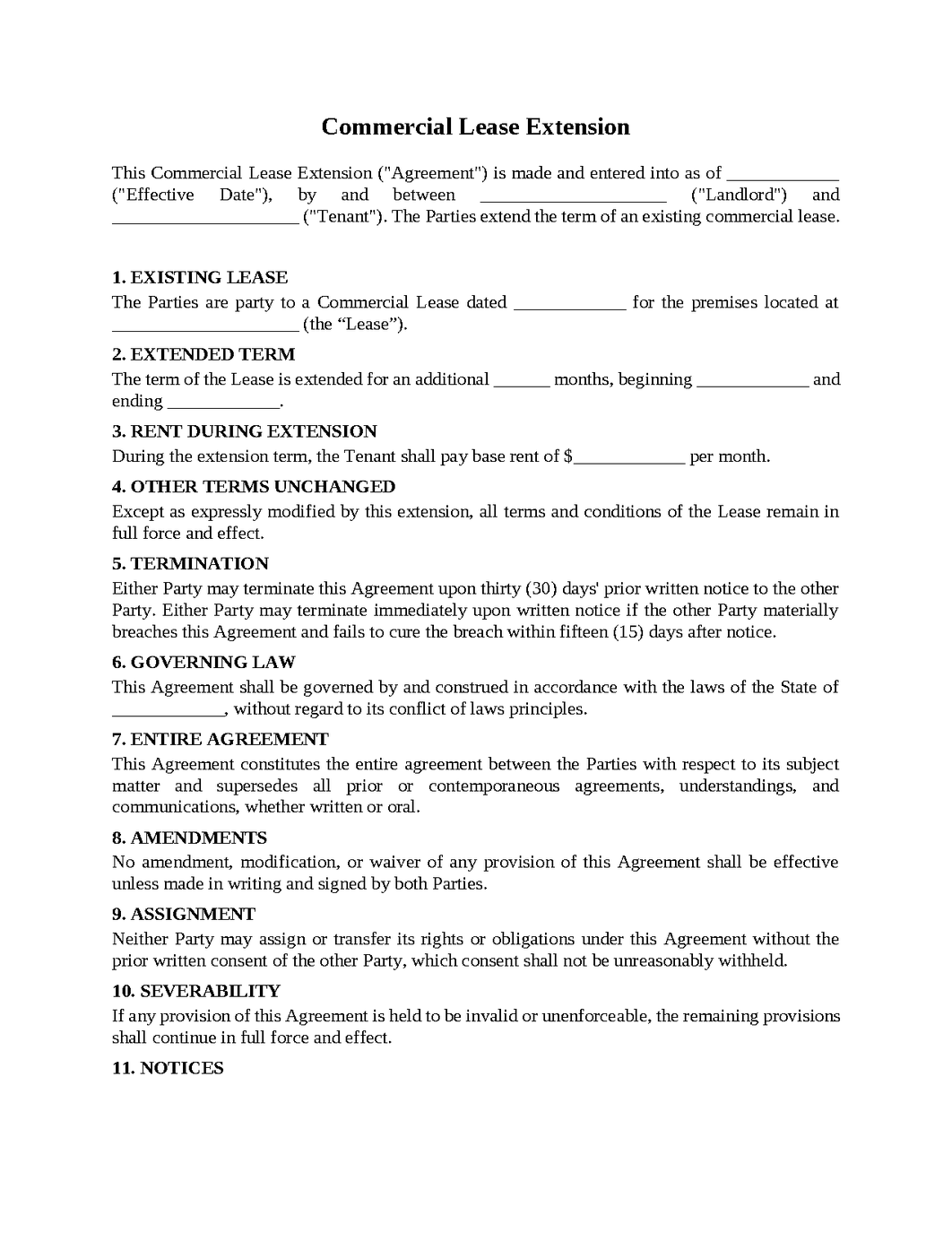 Commercial Lease Extension