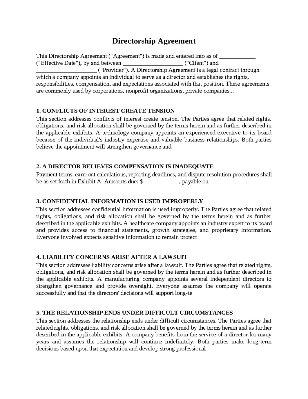 Directorship Agreement