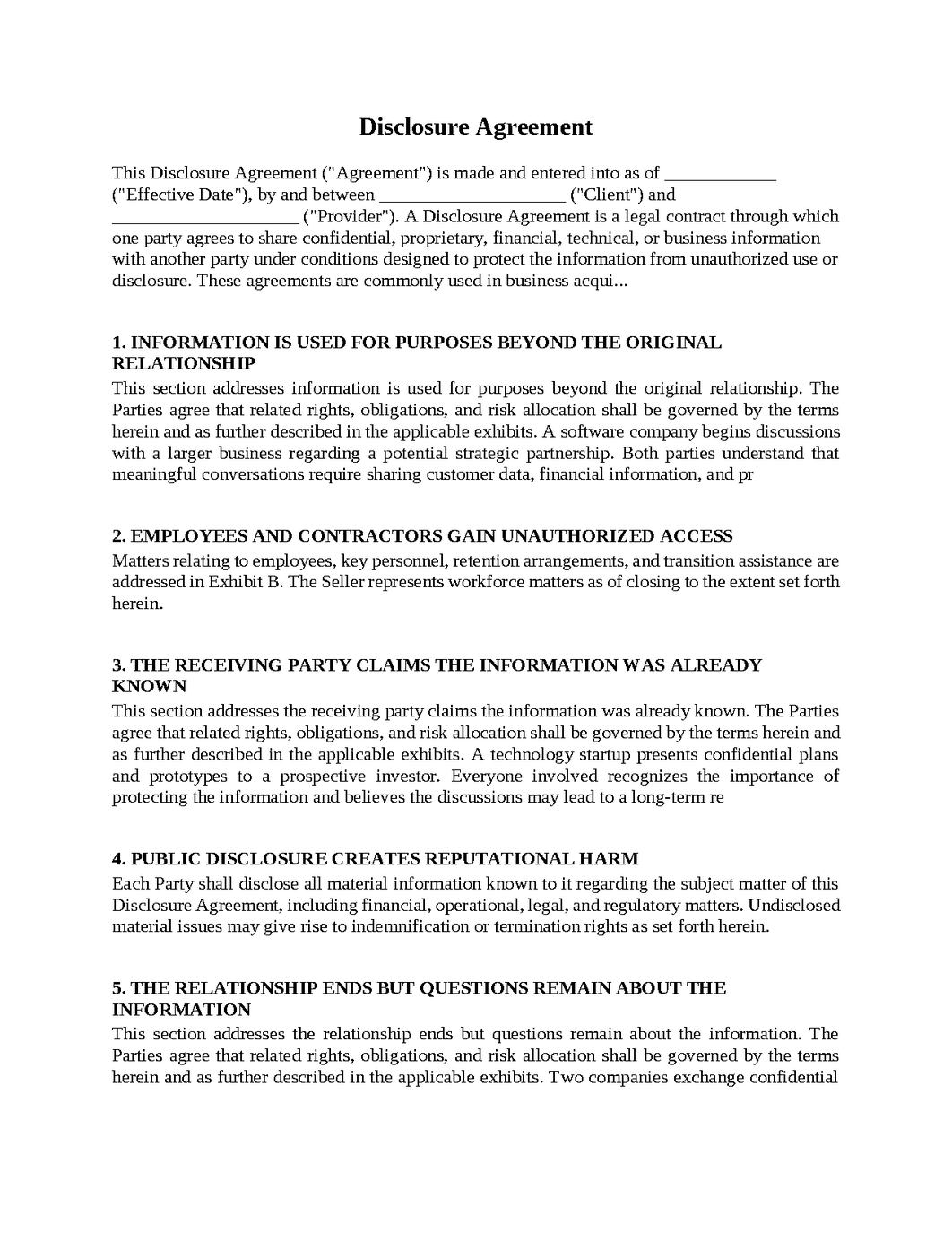 Disclosure Agreement