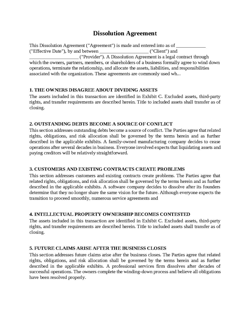 Dissolution Agreement