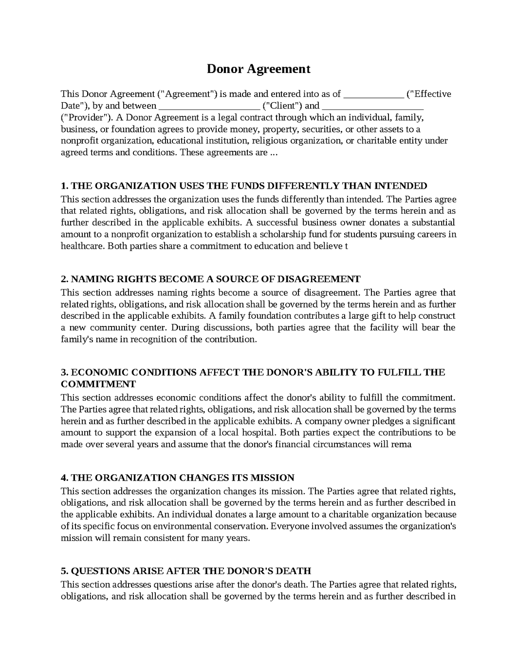 Donor Agreement