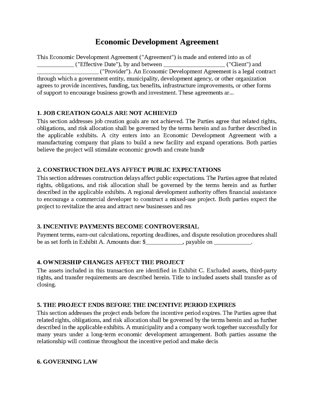 Economic Development Agreement