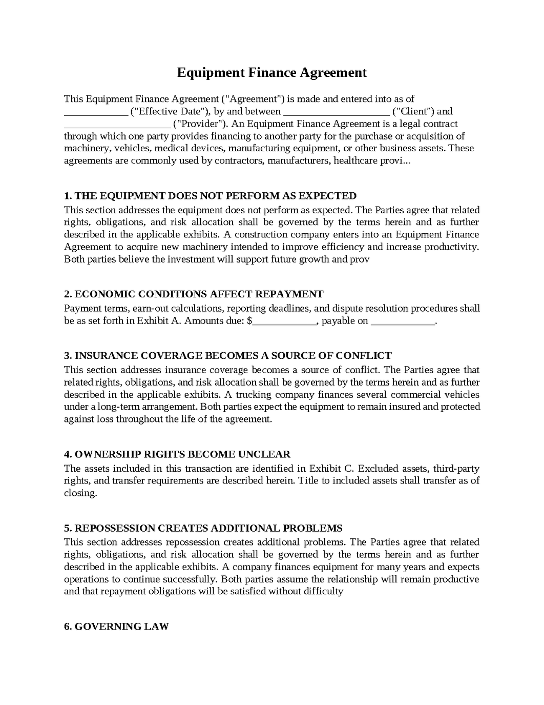 Equipment Finance Agreement