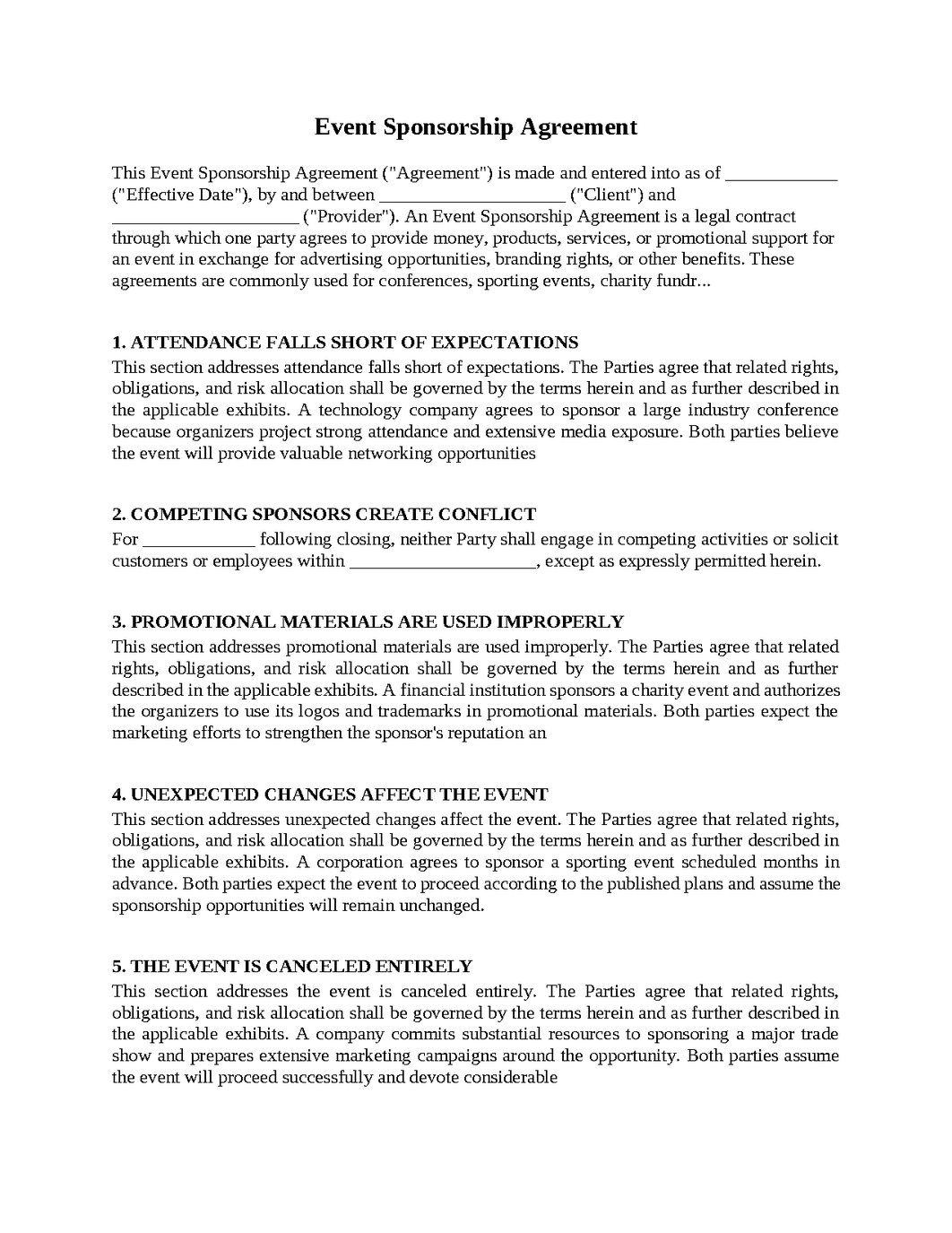 Event Sponsorship Agreement