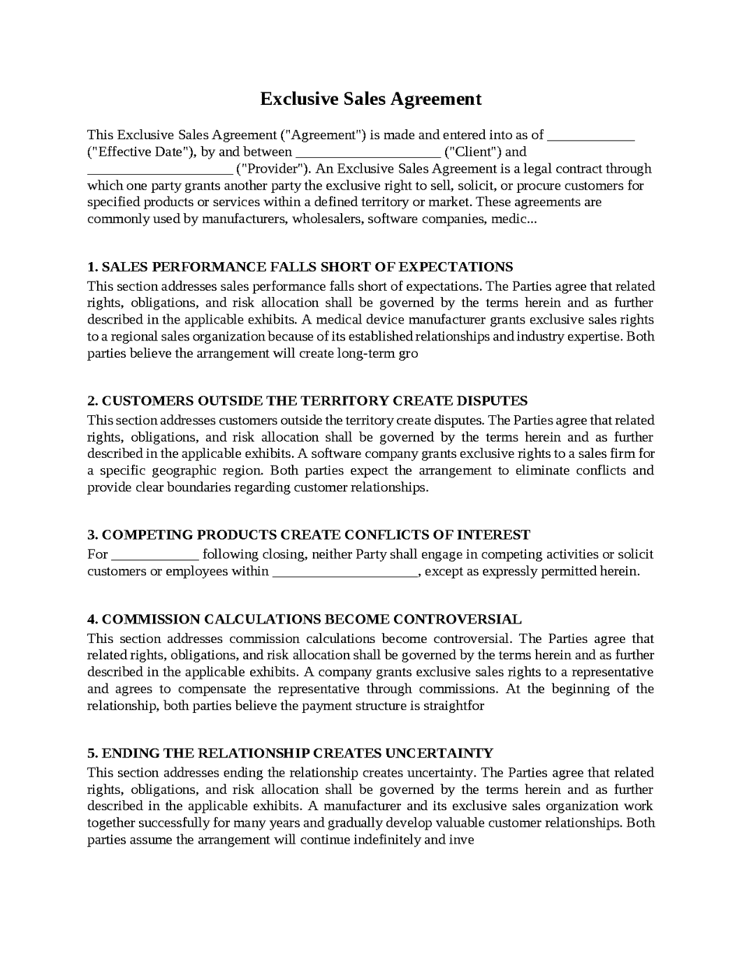 Exclusive Sales Agreement