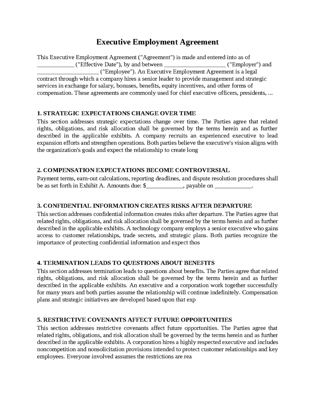 Executive Employment Agreement