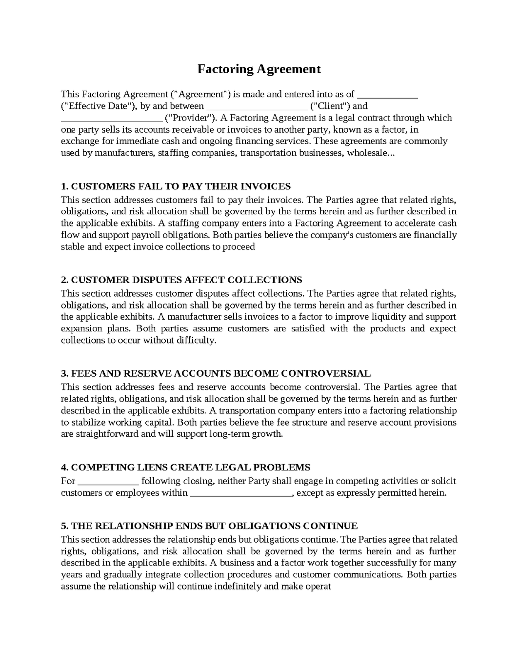 Factoring Agreement