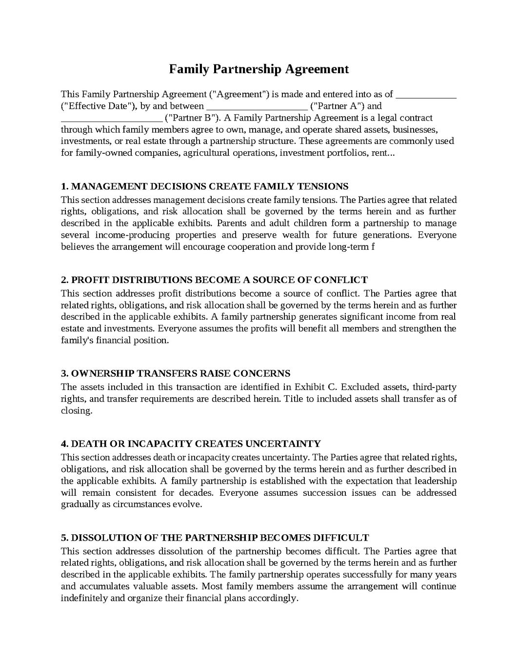 Family Partnership Agreement