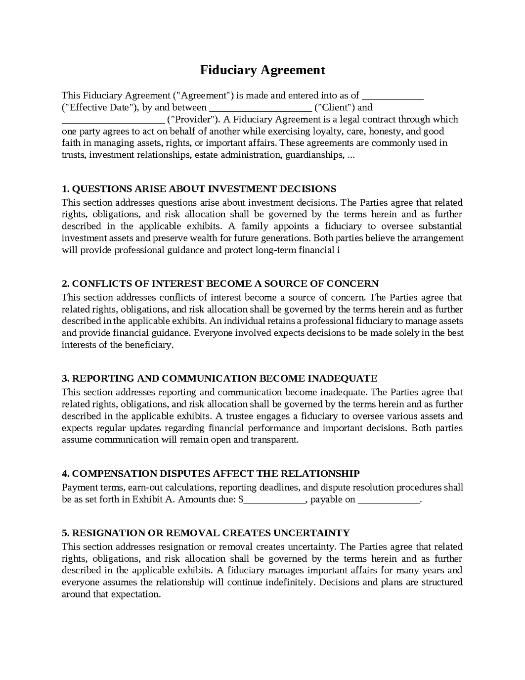 Fiduciary Agreement
