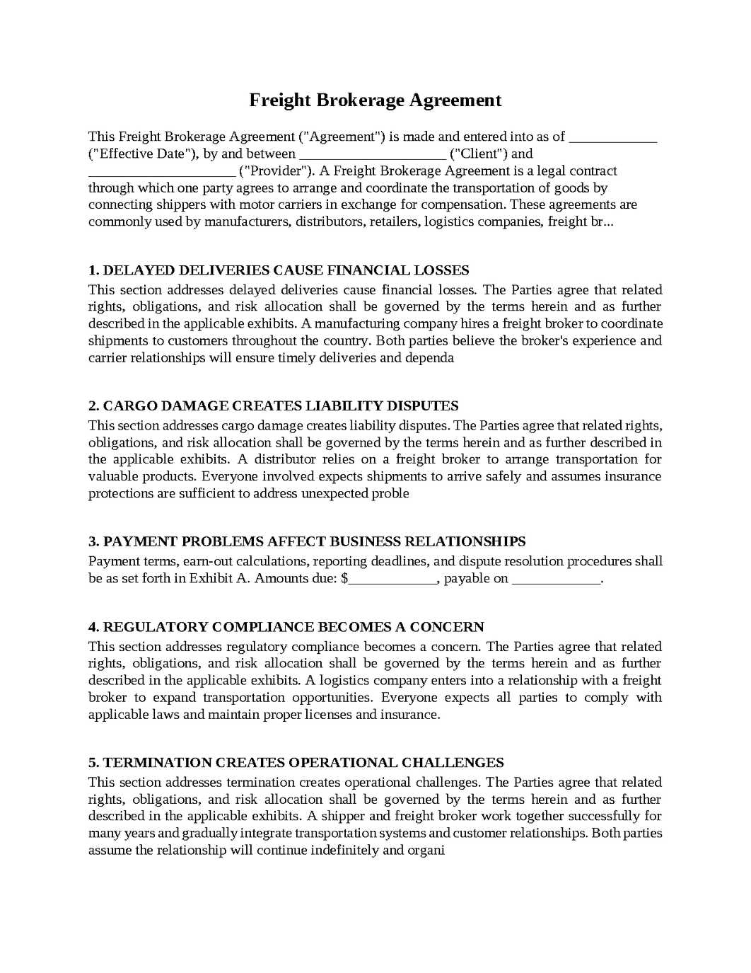 Freight Brokerage Agreement
