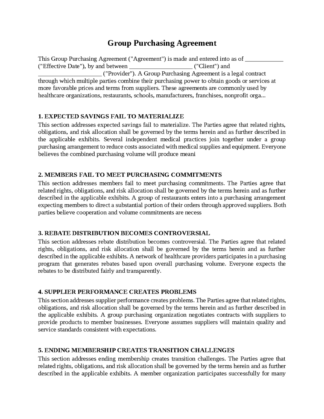 Group Purchasing Agreement