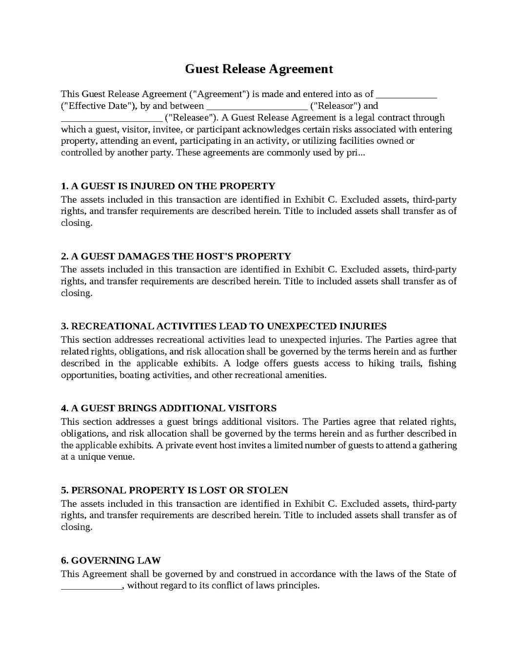 Guest Release Agreement