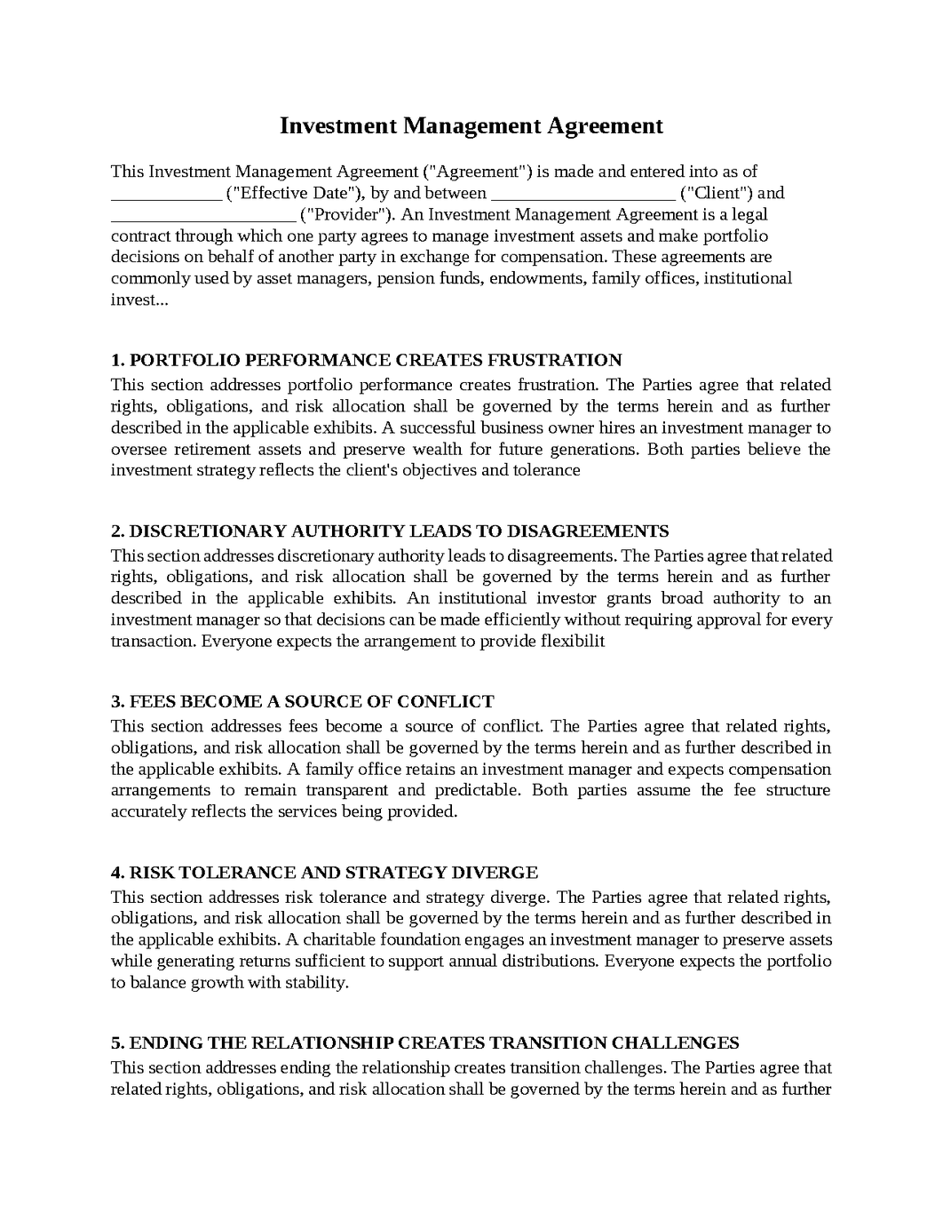 Investment Management Agreement