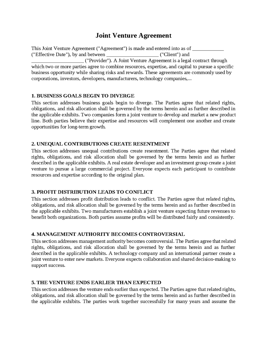 Joint Venture Agreement