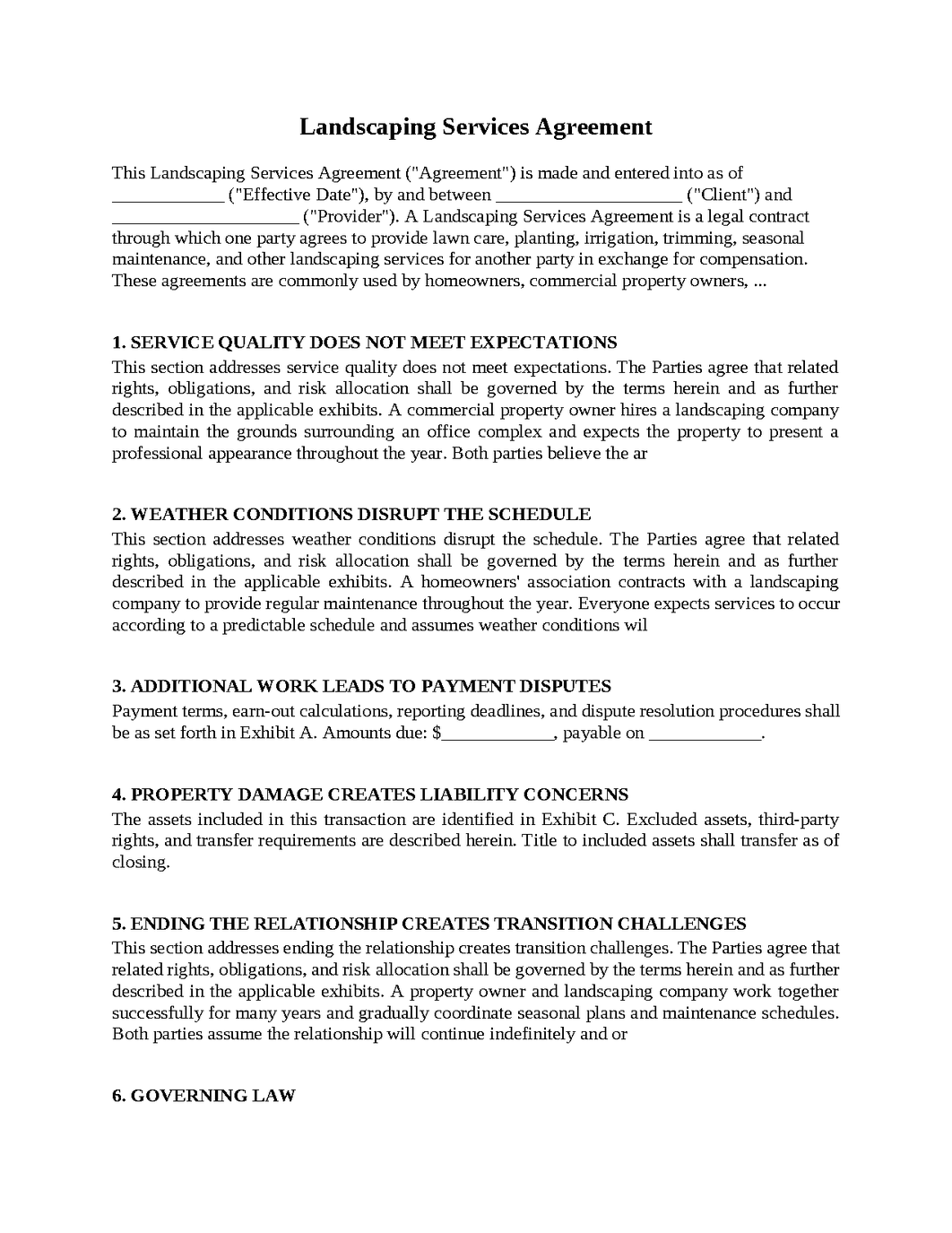 Landscaping Services Agreement