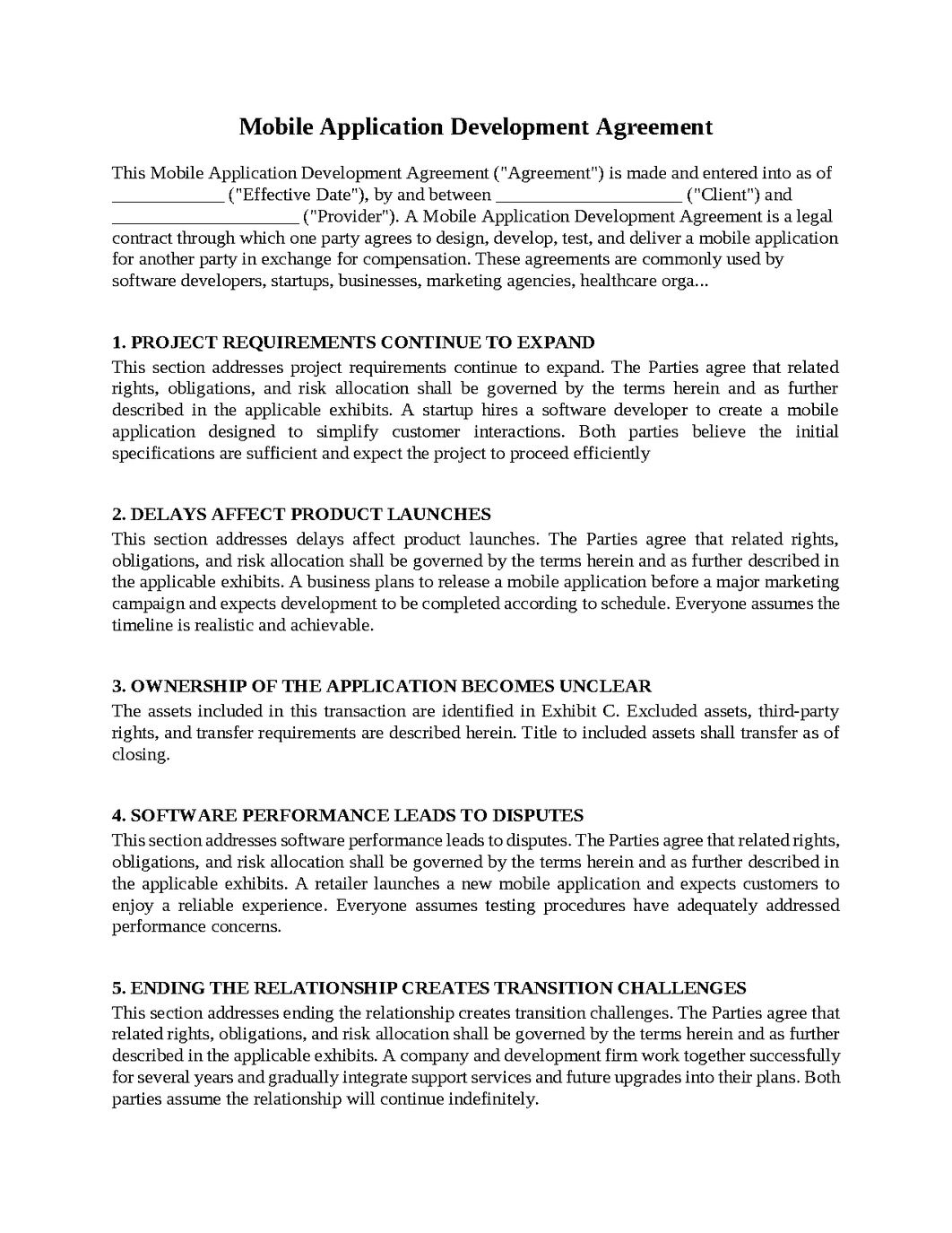 Mobile Application Development Agreement