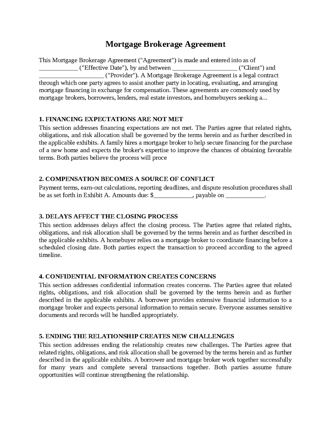 Mortgage Brokerage Agreement