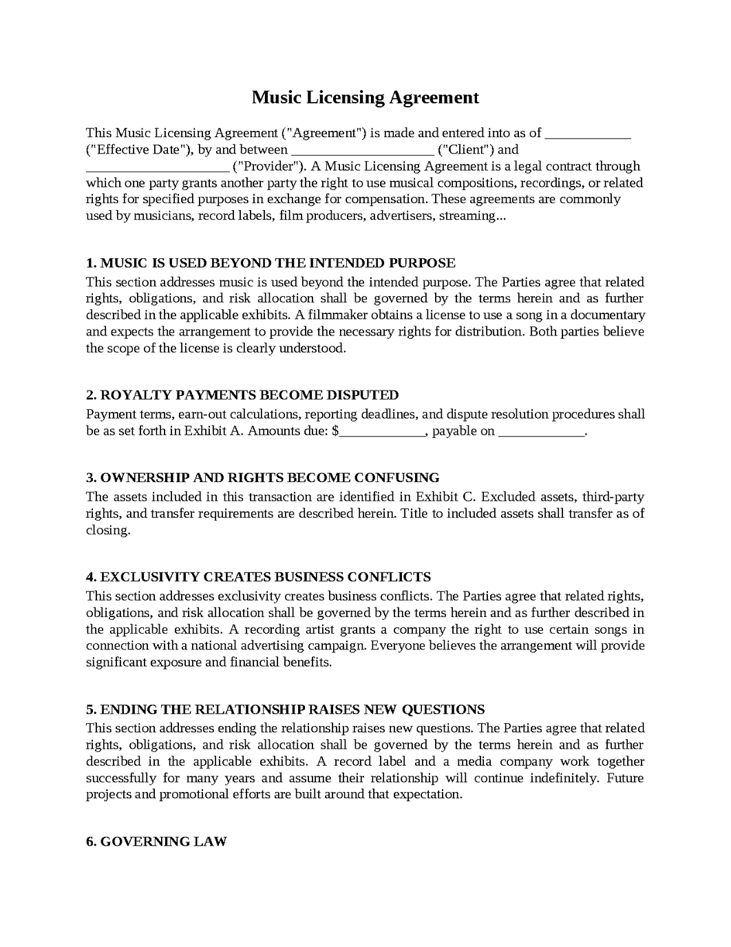 Music Licensing Agreement