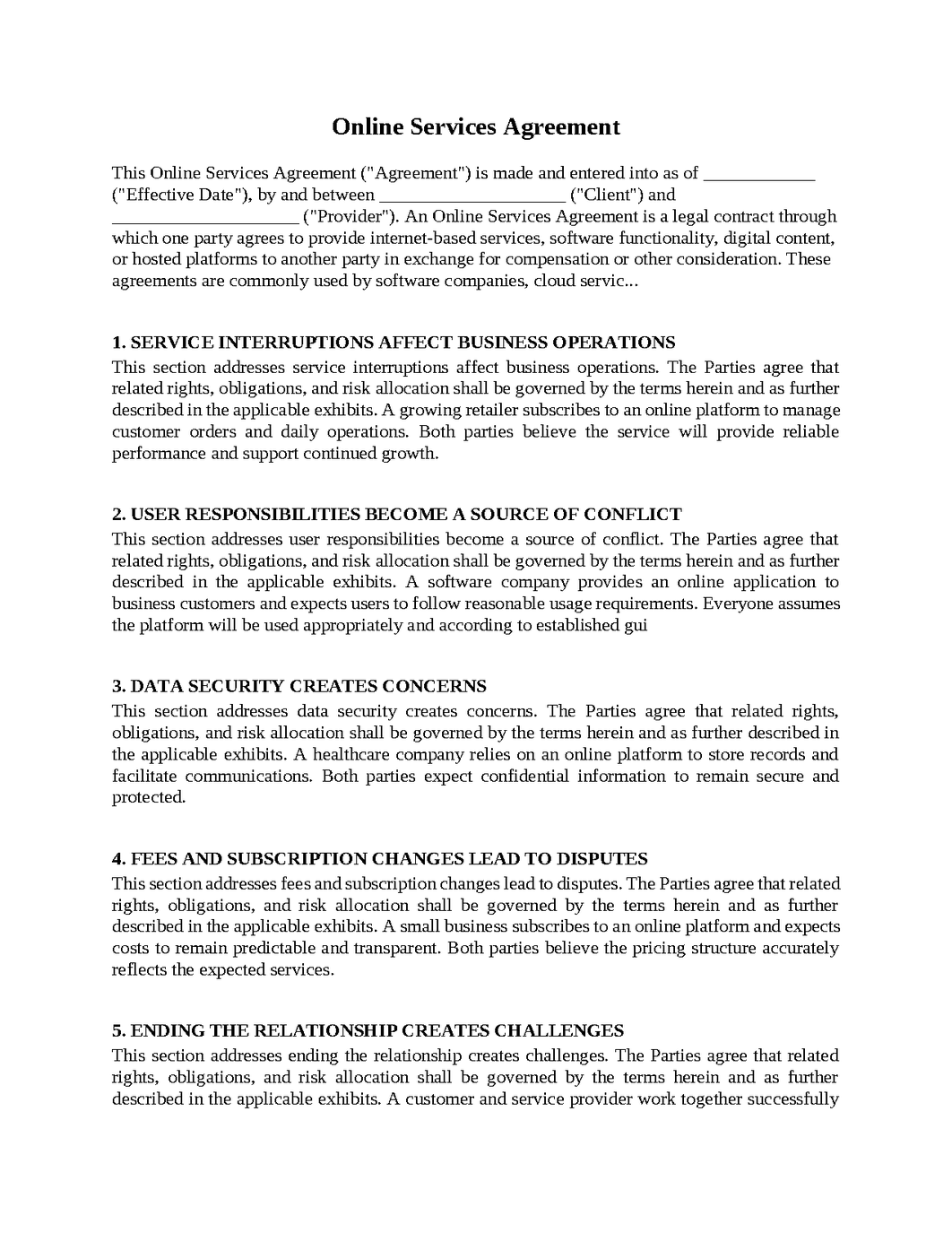 Online Services Agreement