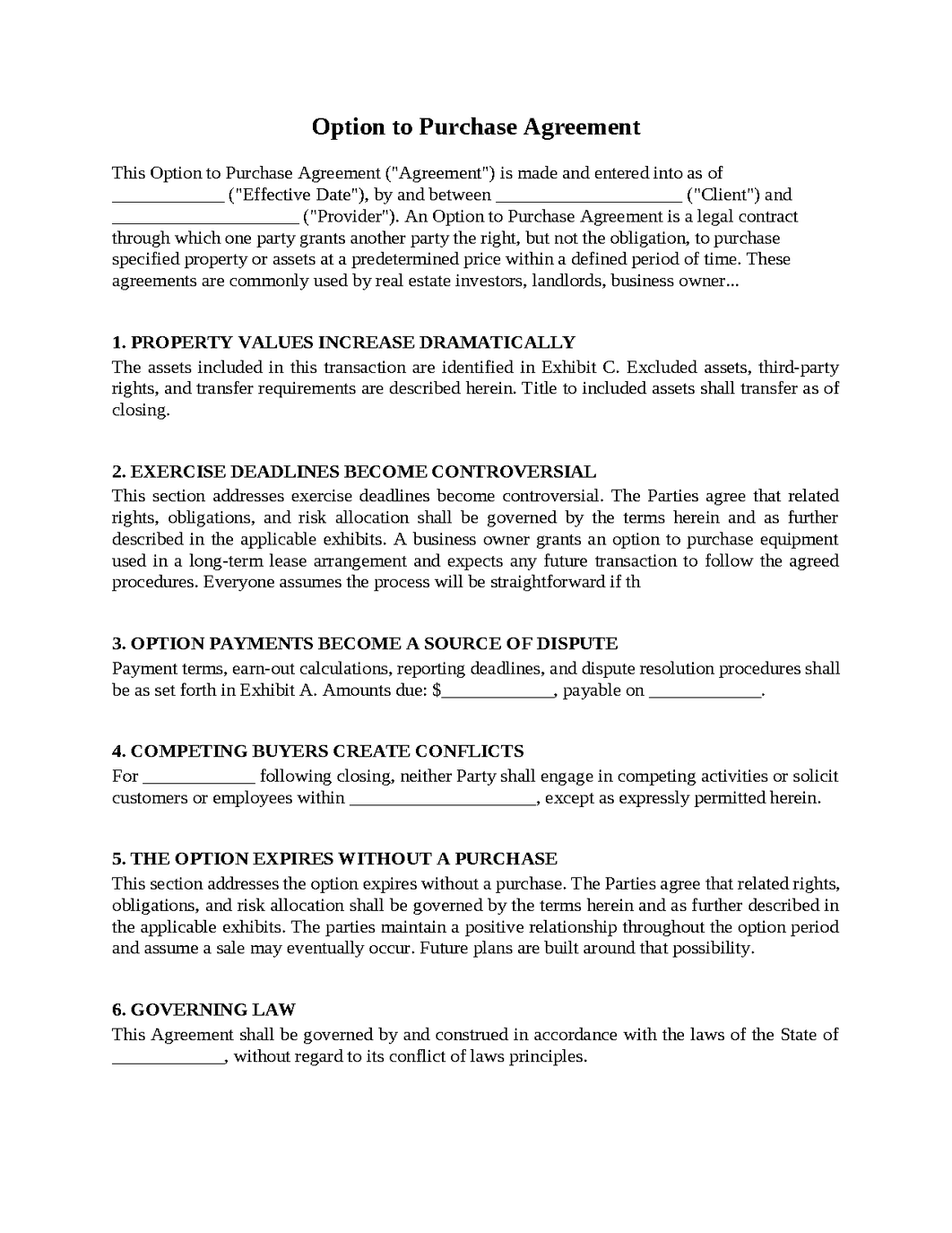 Option to Purchase Agreement