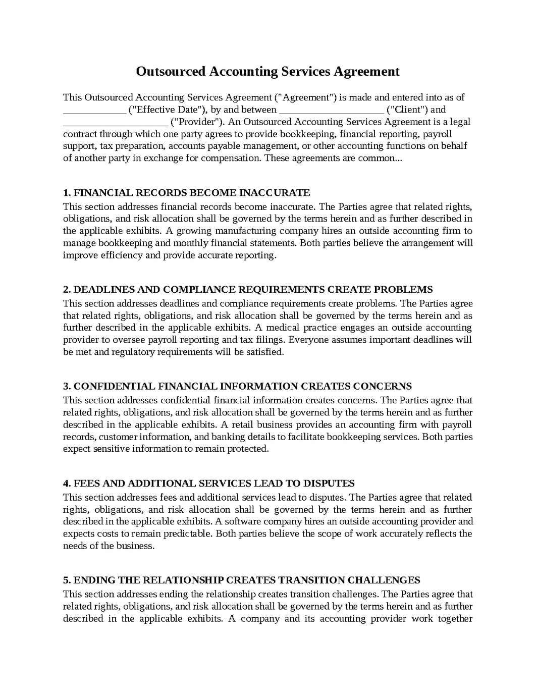 Outsourced Accounting Services Agreement