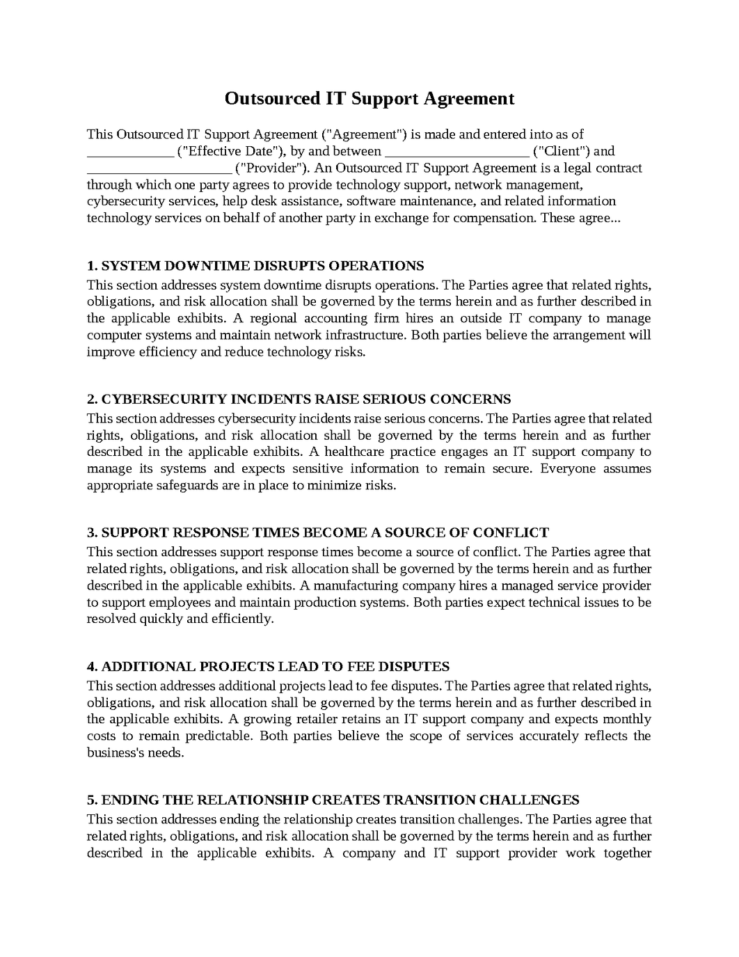 Outsourced IT Support Agreement