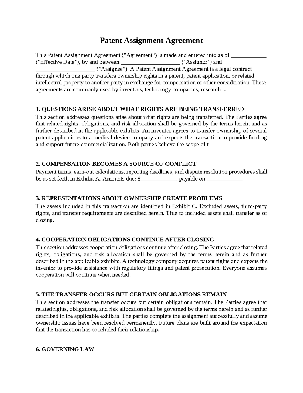 Patent Assignment Agreement
