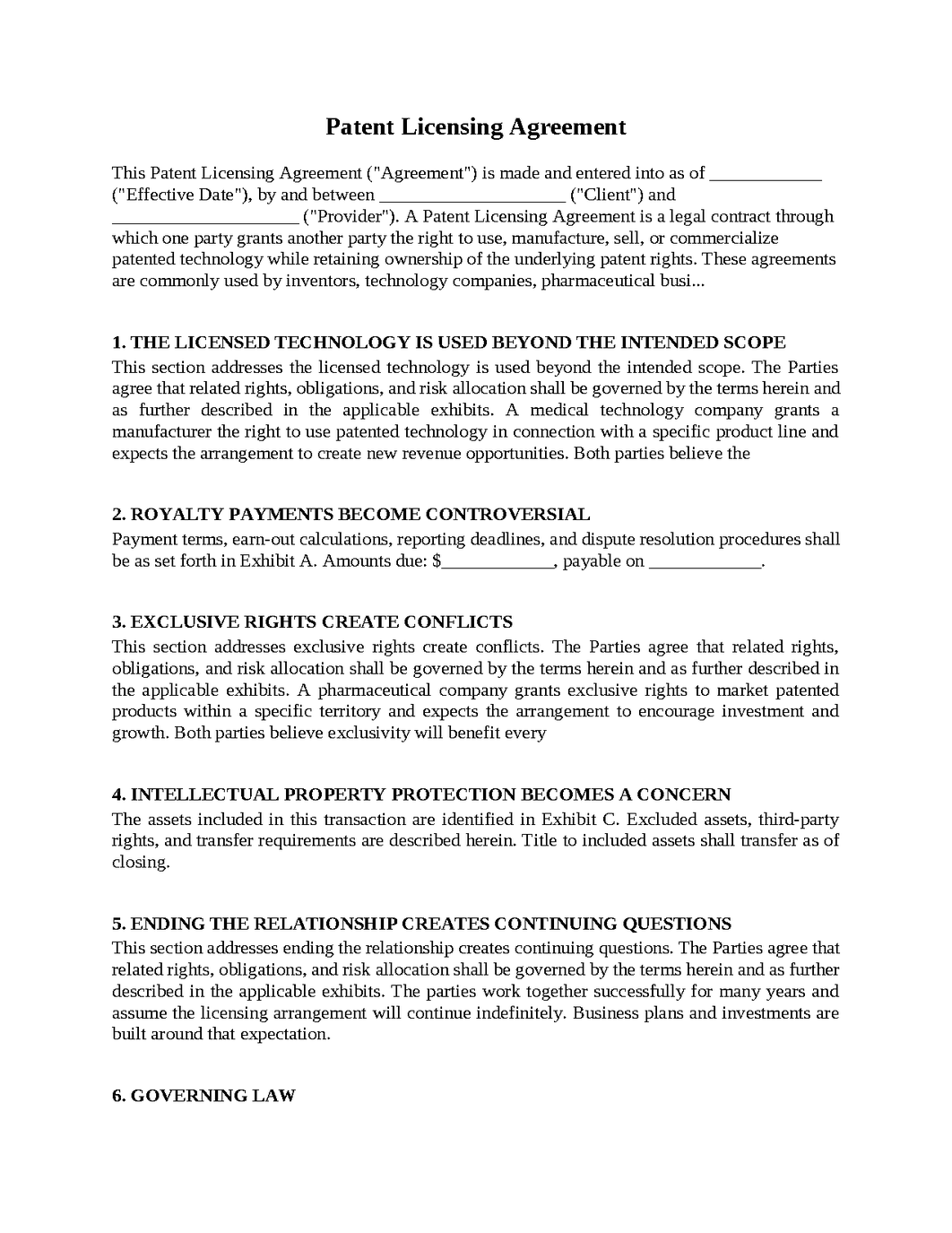 Patent Licensing Agreement