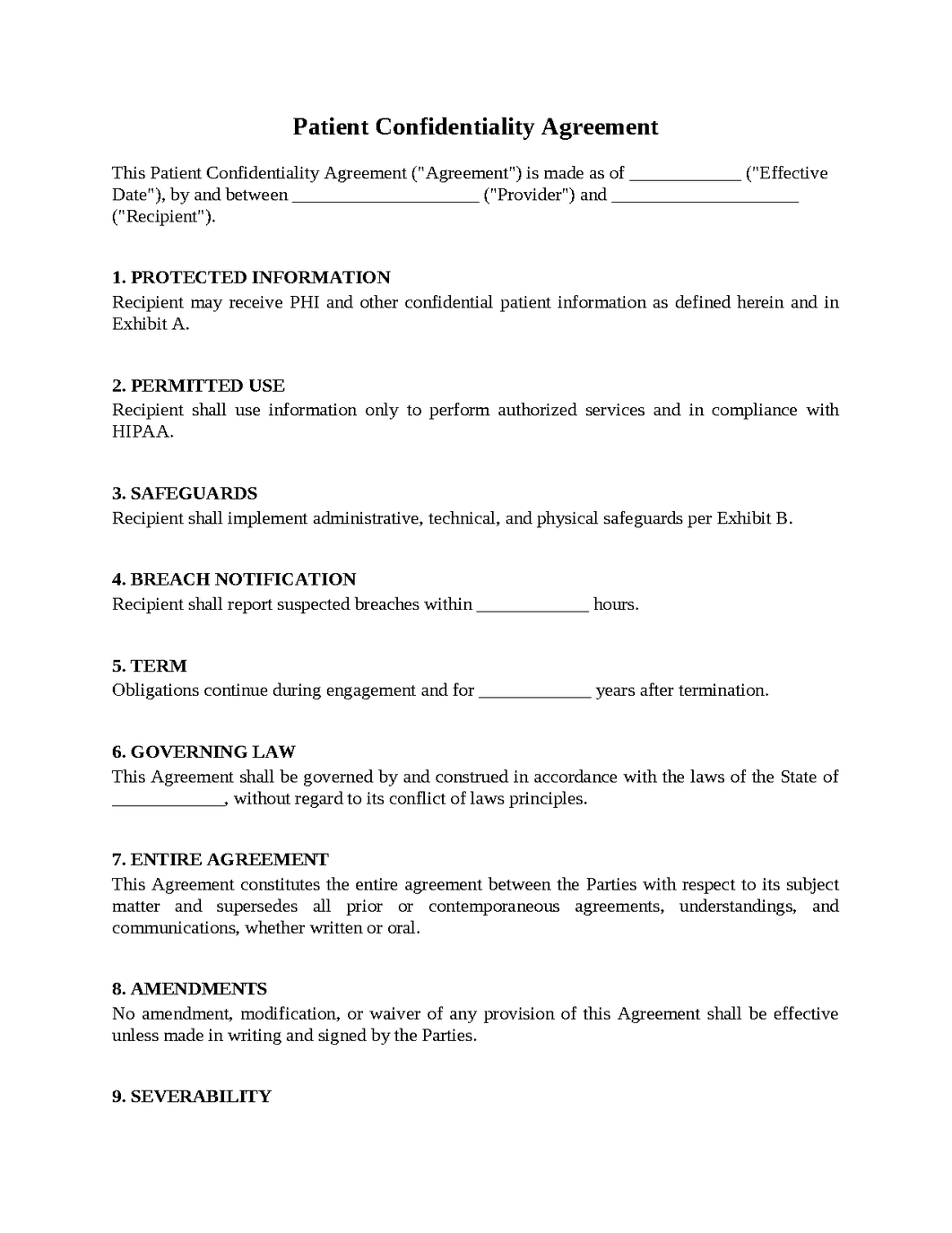 Patient Confidentiality Agreement