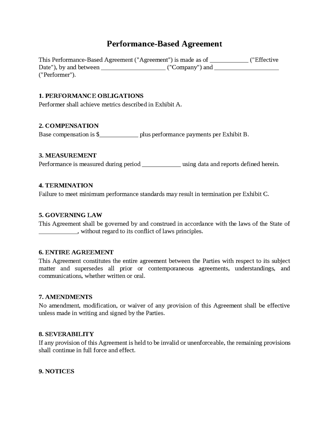 Performance-Based Agreement