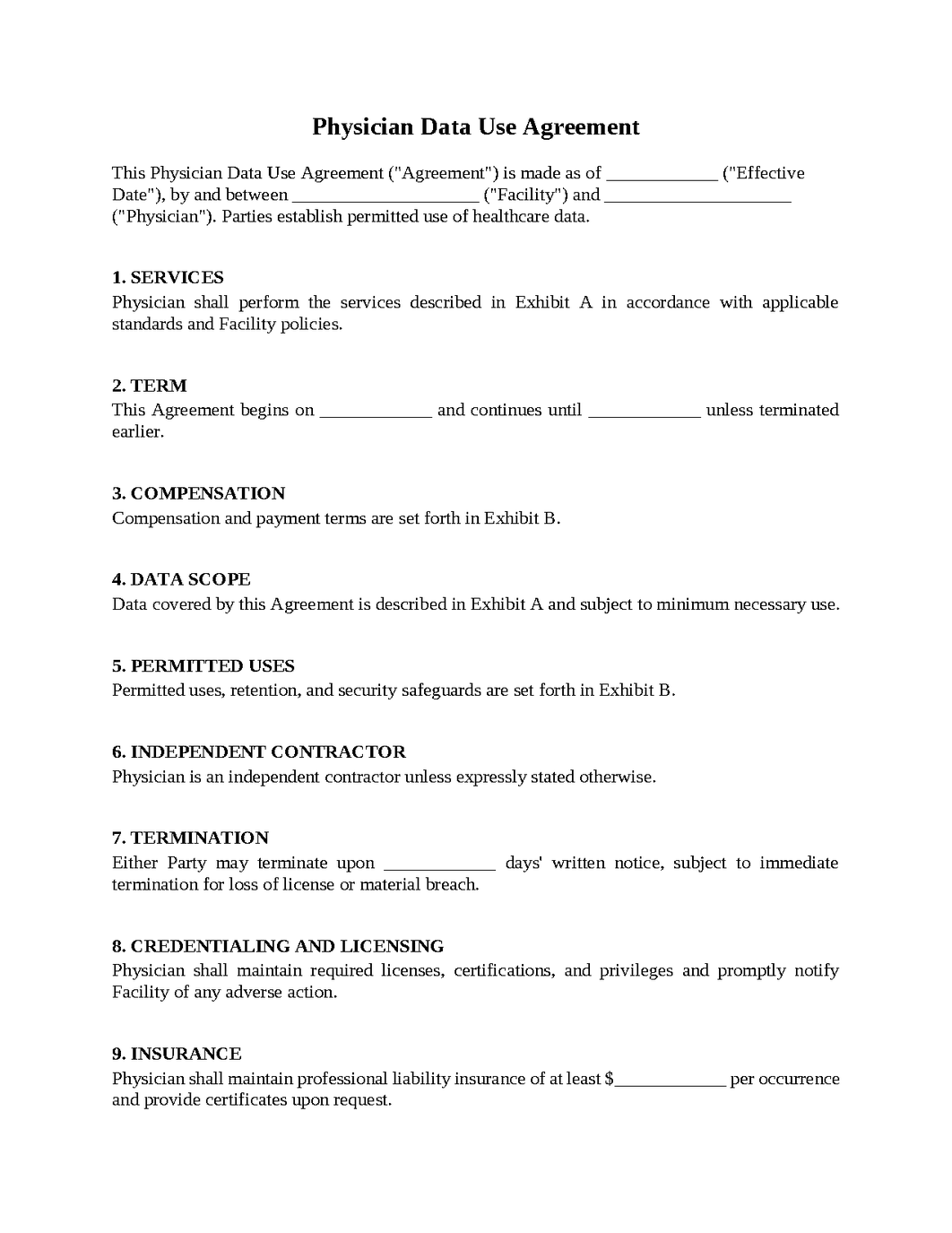 Physician Data Use Agreement