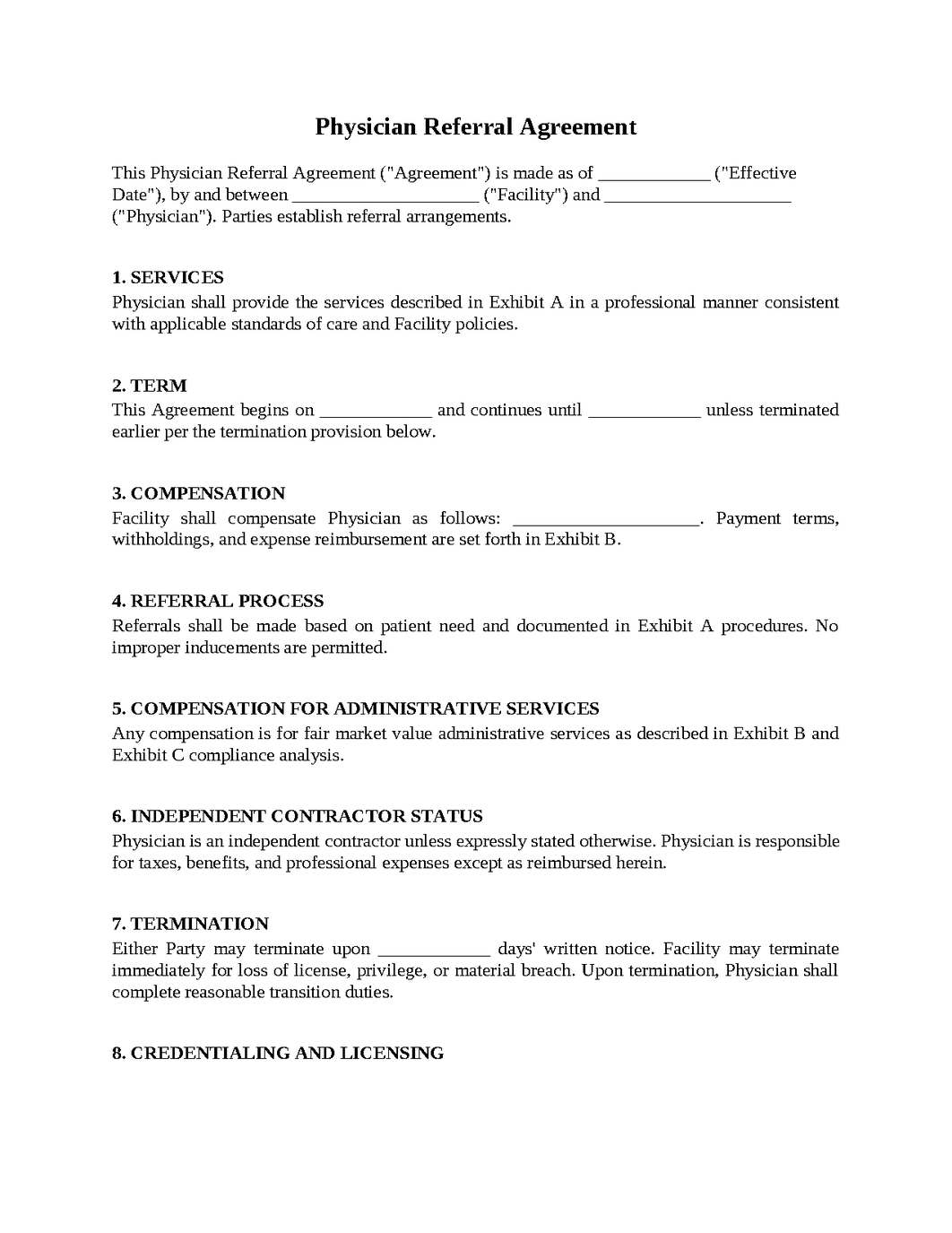 Physician Referral Agreement