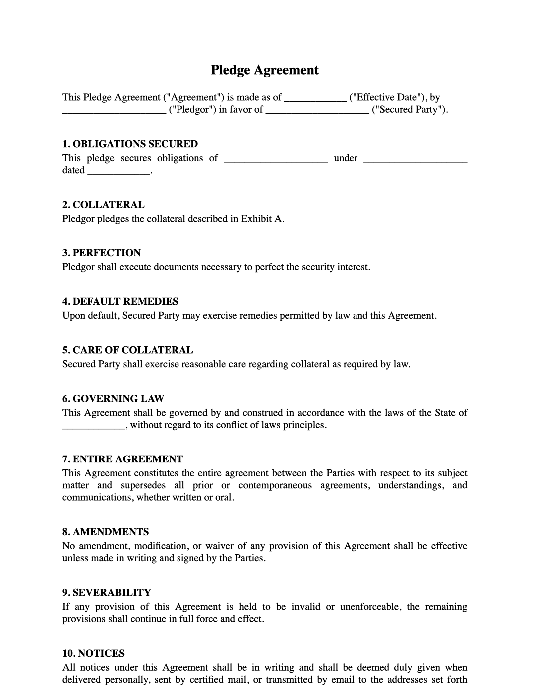 Pledge Agreement