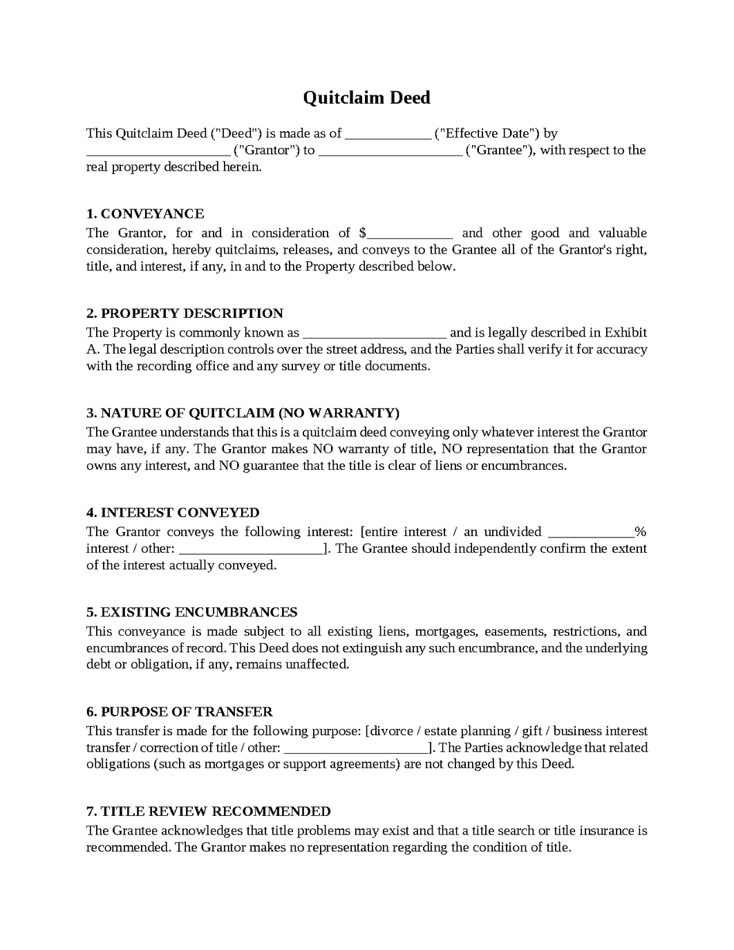 Quitclaim Deed