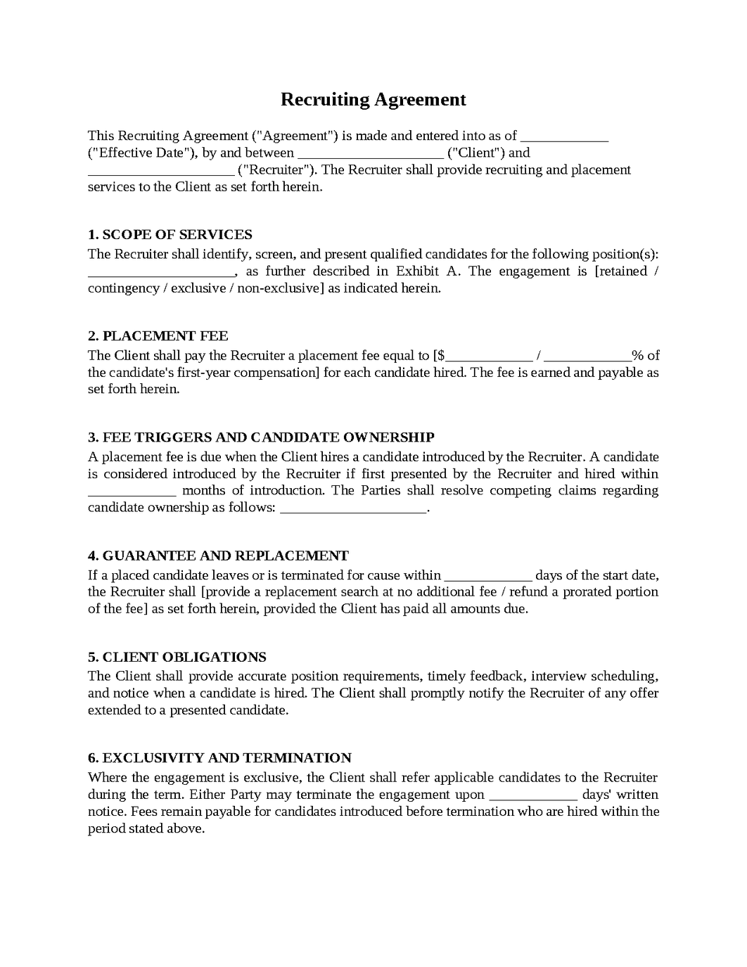 Recruiting Agreement