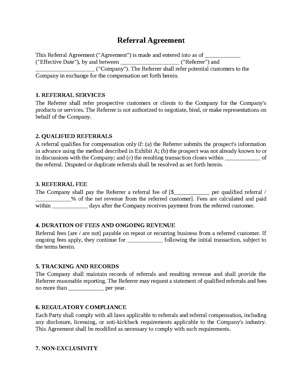 Referral Agreement